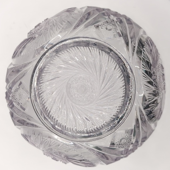 Antique / Vtg 1904-1927 McKee Prescut Aztec Covered Brilliant Glass Crystal Bowl - Picture 5 of 12